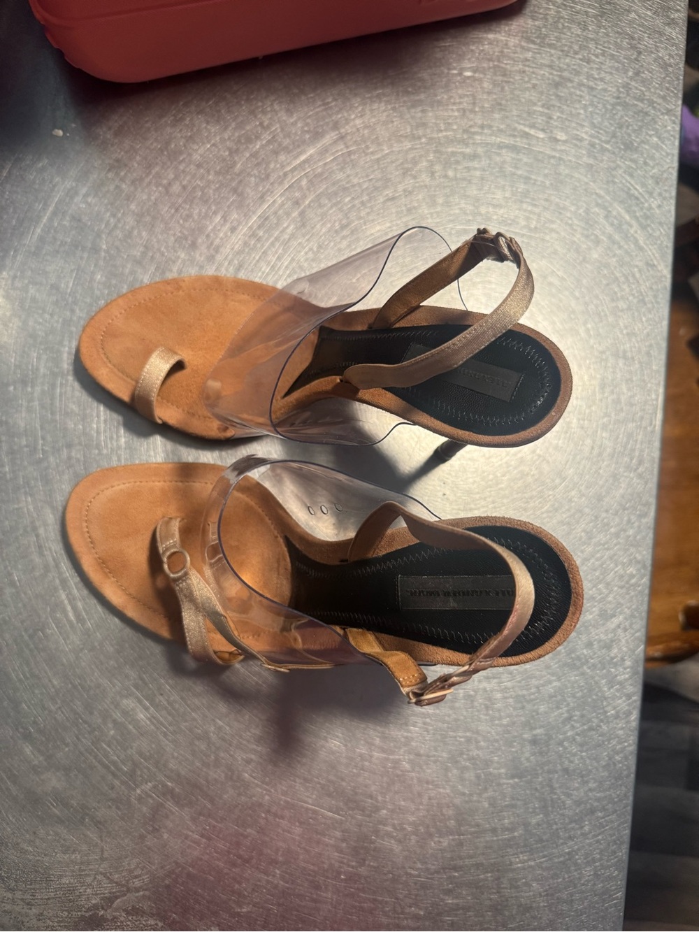 Alexander Wang Tan Suede Clear Strap Heels